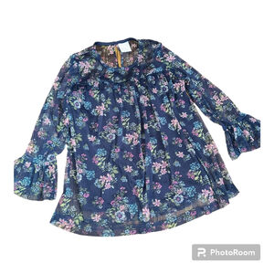 Pony Tails Sheer Long-Sleeve Lined Top Girls M